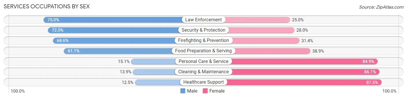 Services Occupations by Sex in Zip Code 98467