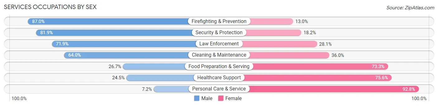 Services Occupations by Sex in Zip Code 98498