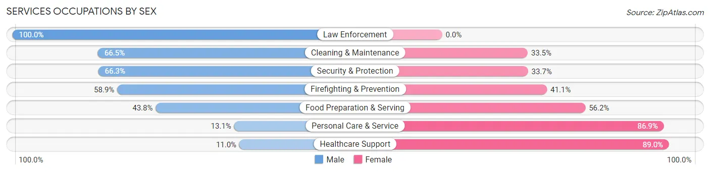 Services Occupations by Sex in Zip Code 98502