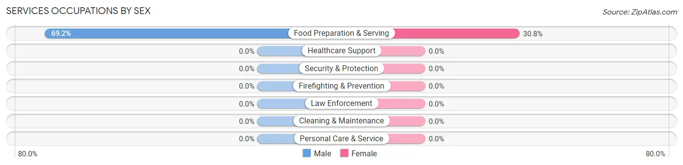 Services Occupations by Sex in Zip Code 98535
