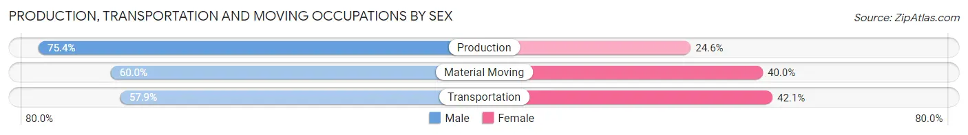 Production, Transportation and Moving Occupations by Sex in Zip Code 98576