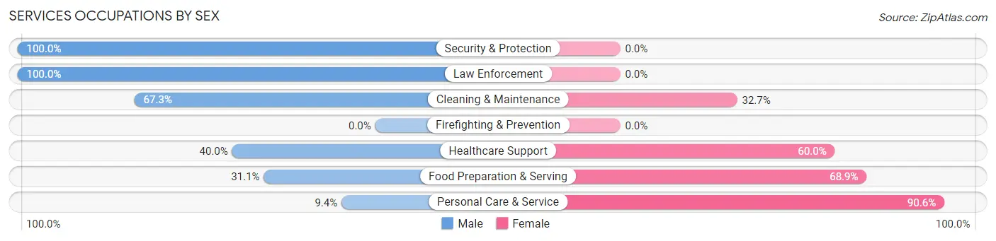Services Occupations by Sex in Zip Code 98577