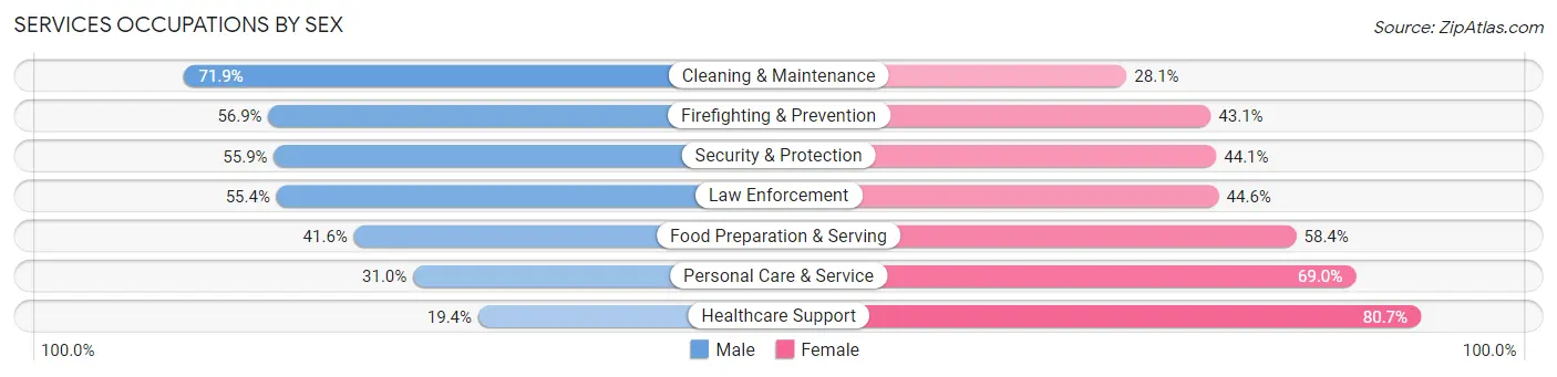 Services Occupations by Sex in Zip Code 98584