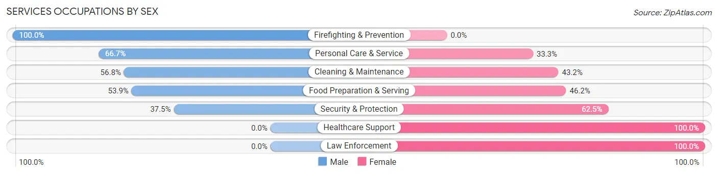 Services Occupations by Sex in Zip Code 98587