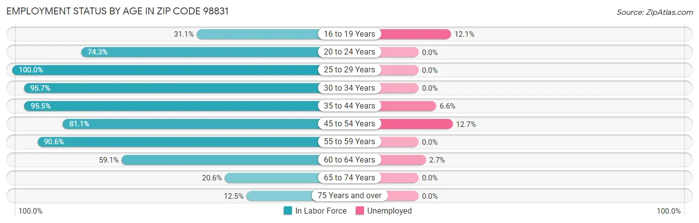 Employment Status by Age in Zip Code 98831