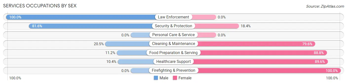 Services Occupations by Sex in Zip Code 98840