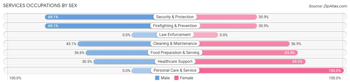 Services Occupations by Sex in Zip Code 98841