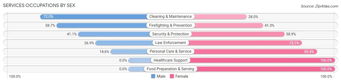 Services Occupations by Sex in Zip Code 98848