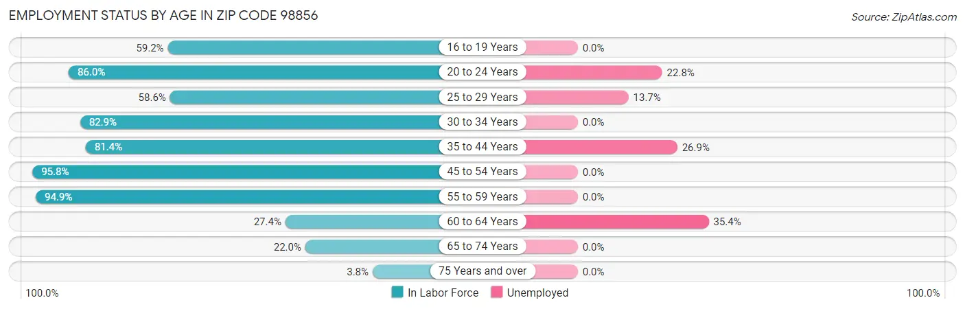 Employment Status by Age in Zip Code 98856