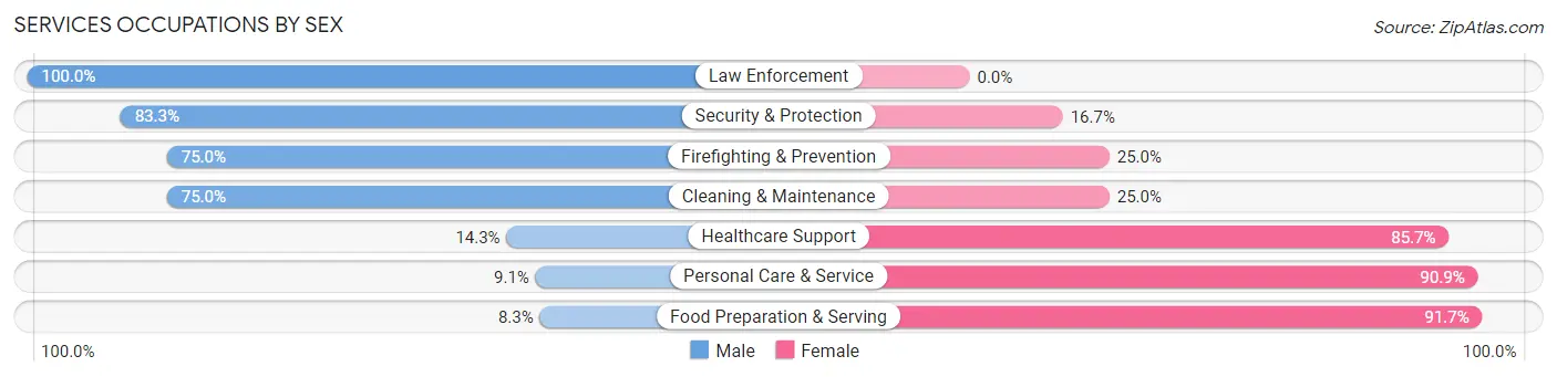 Services Occupations by Sex in Zip Code 98933