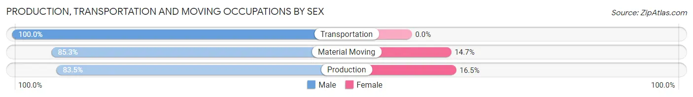 Production, Transportation and Moving Occupations by Sex in Zip Code 99001