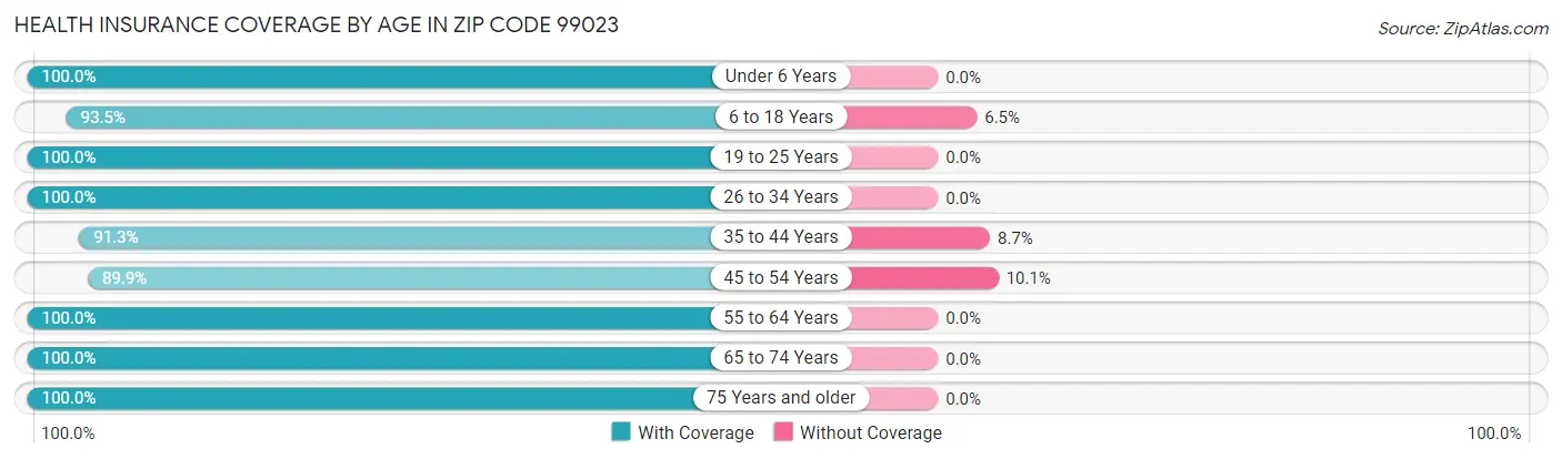 Health Insurance Coverage by Age in Zip Code 99023