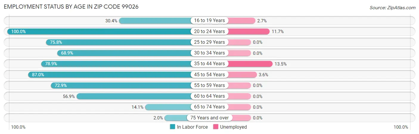 Employment Status by Age in Zip Code 99026