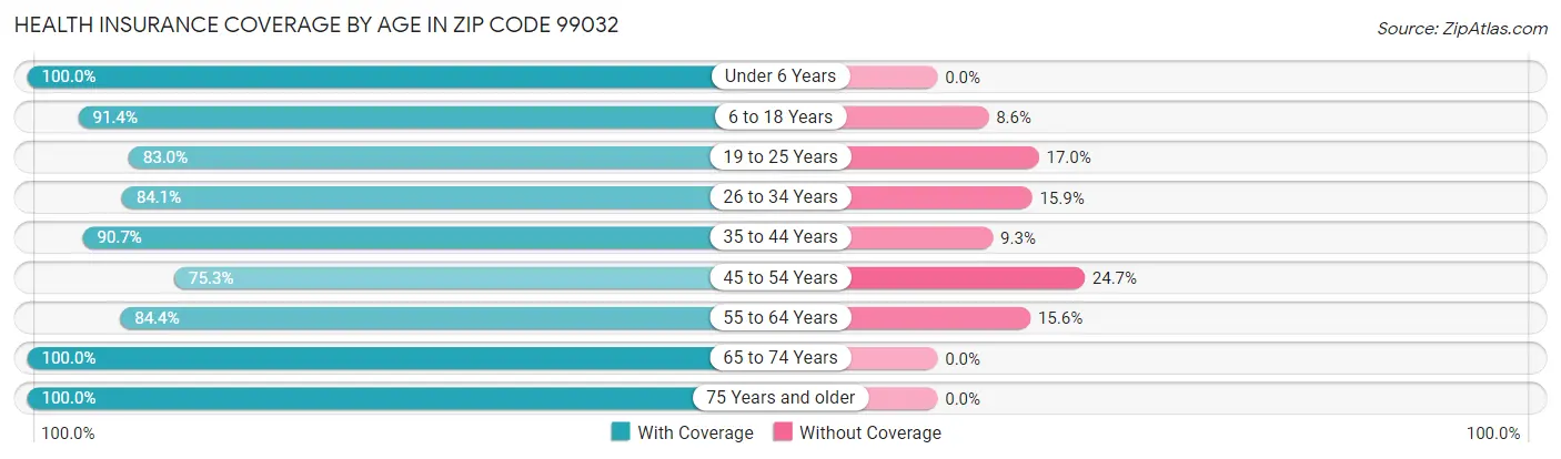 Health Insurance Coverage by Age in Zip Code 99032