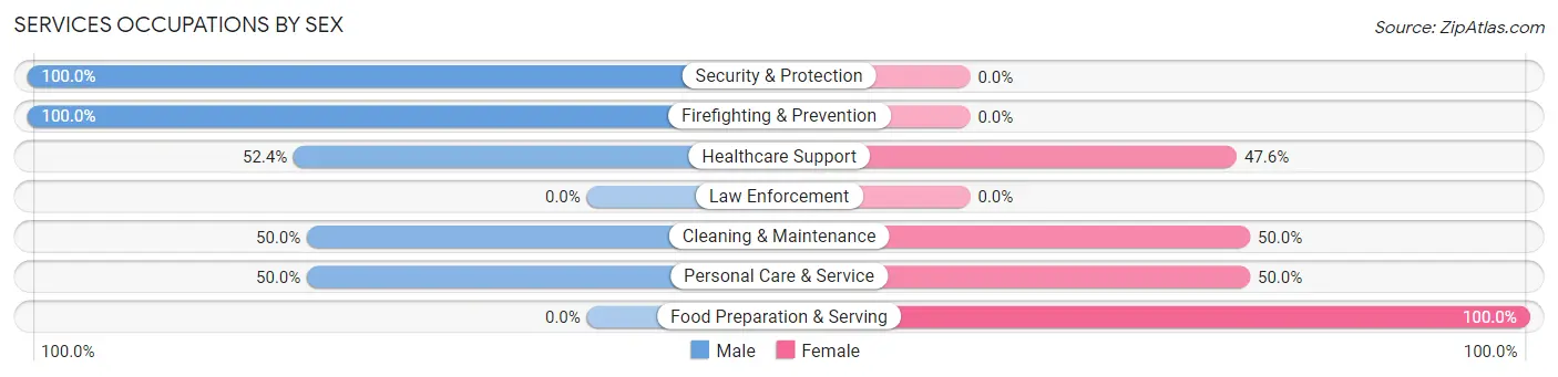 Services Occupations by Sex in Zip Code 99033