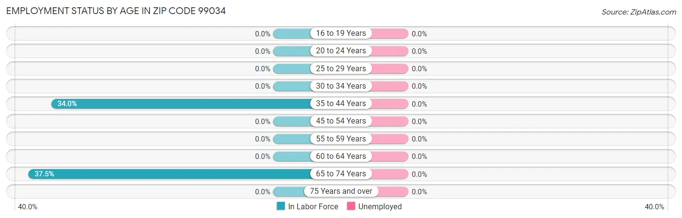 Employment Status by Age in Zip Code 99034