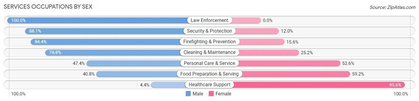 Services Occupations by Sex in Zip Code 99037