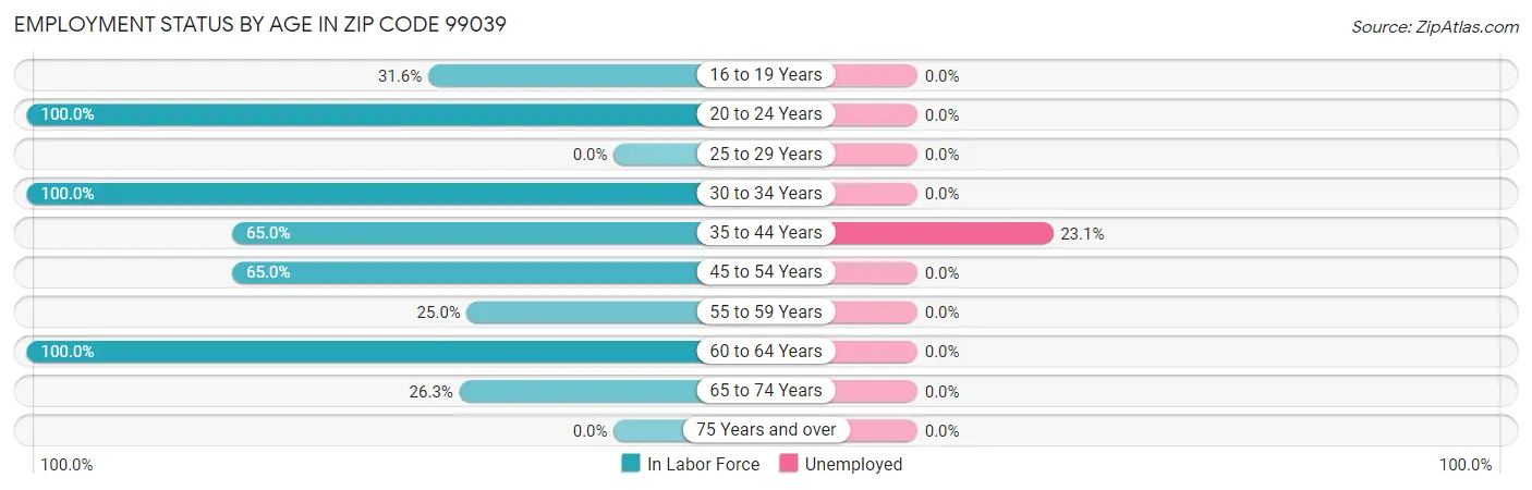 Employment Status by Age in Zip Code 99039