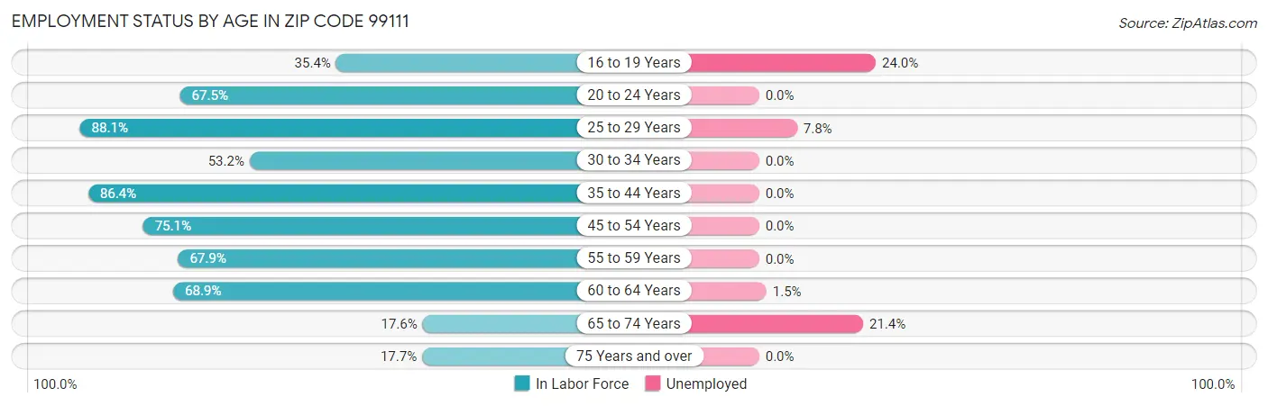Employment Status by Age in Zip Code 99111