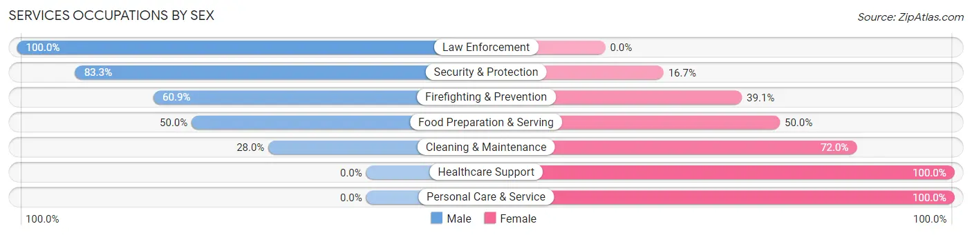 Services Occupations by Sex in Zip Code 99111