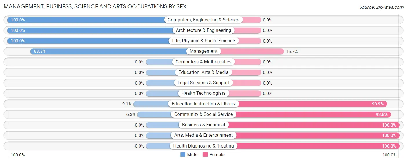 Management, Business, Science and Arts Occupations by Sex in Zip Code 99143