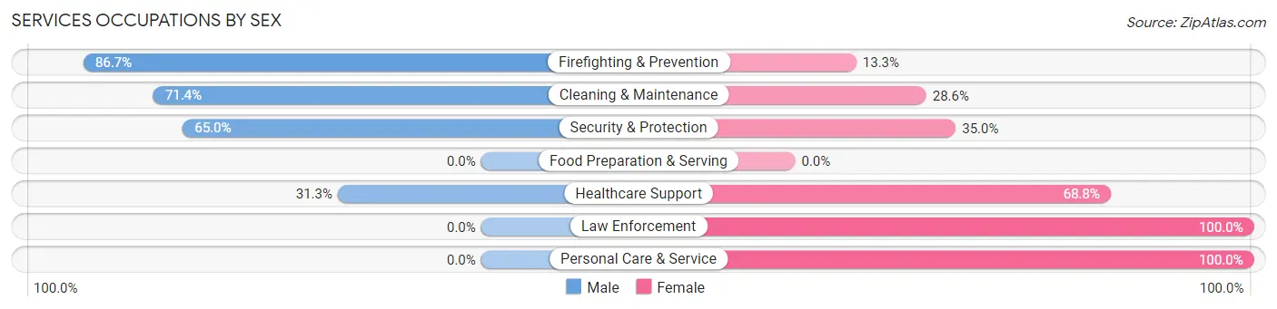 Services Occupations by Sex in Zip Code 99155