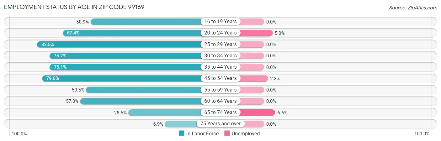 Employment Status by Age in Zip Code 99169