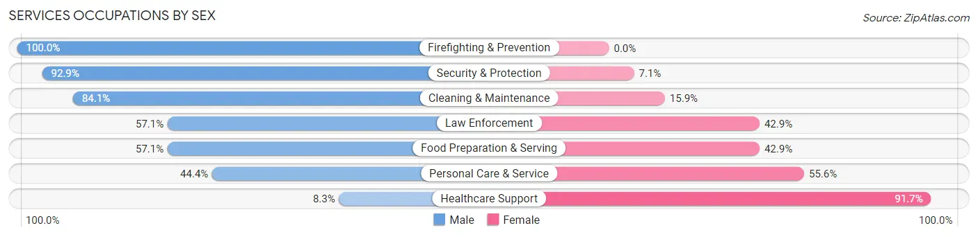 Services Occupations by Sex in Zip Code 99169