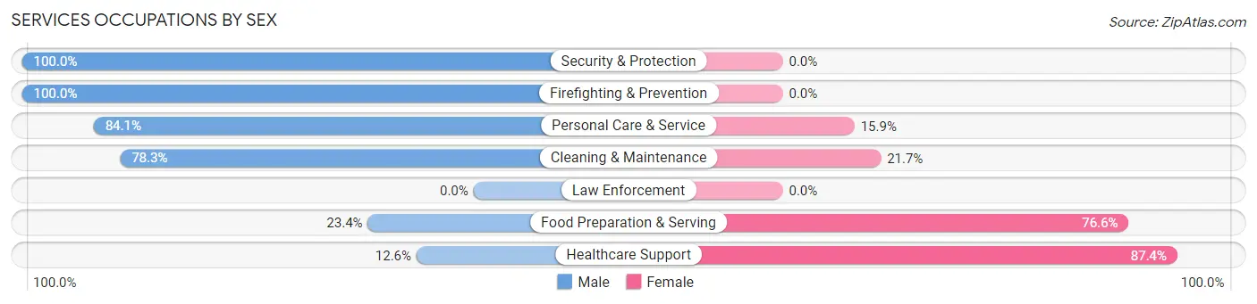 Services Occupations by Sex in Zip Code 99204
