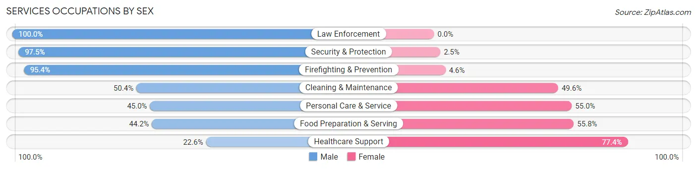 Services Occupations by Sex in Zip Code 99338