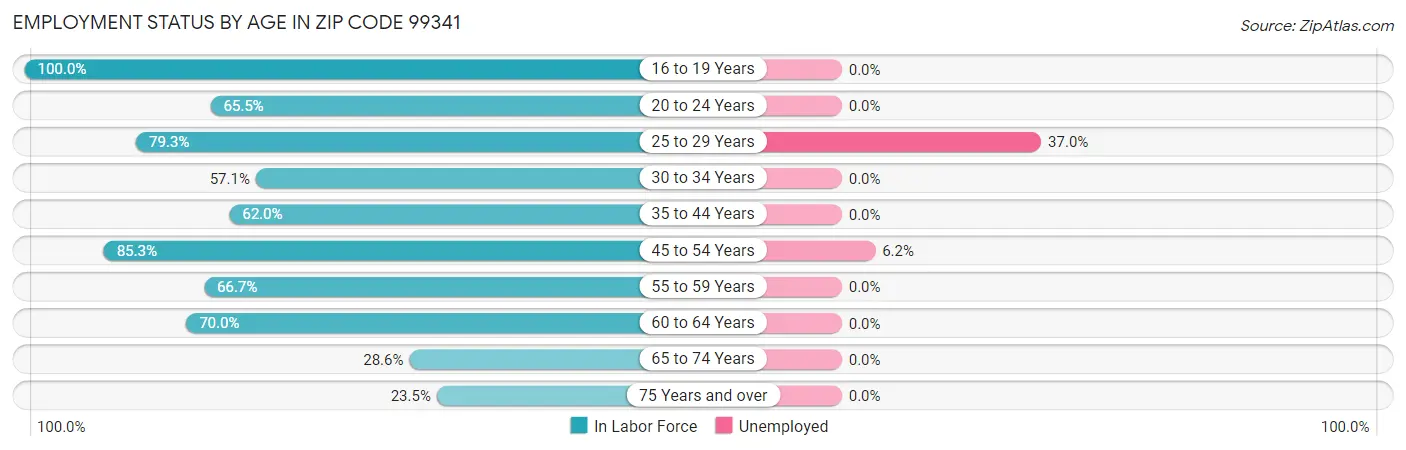Employment Status by Age in Zip Code 99341
