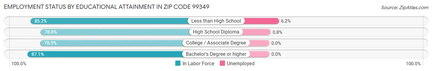 Employment Status by Educational Attainment in Zip Code 99349