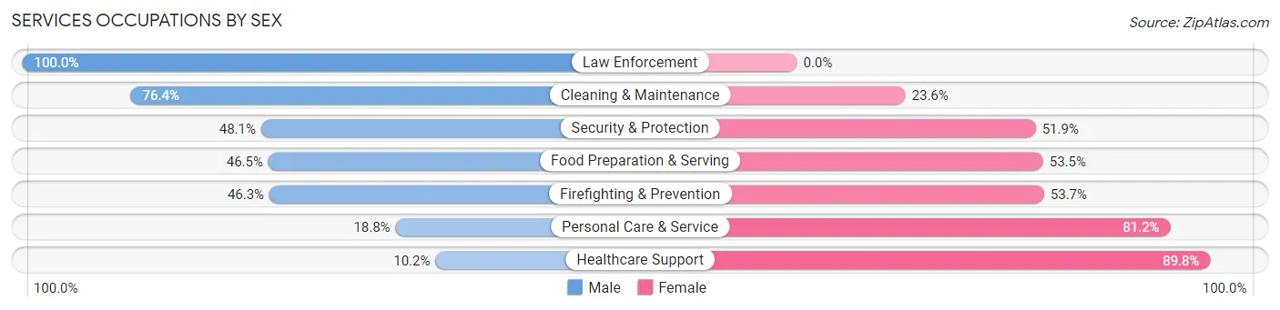 Services Occupations by Sex in Zip Code 99354