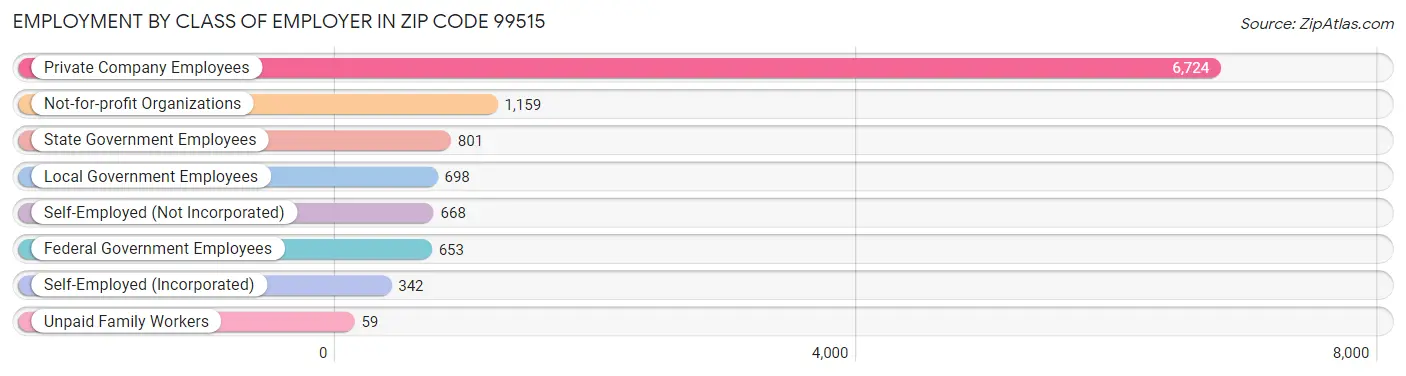 Employment by Class of Employer in Zip Code 99515