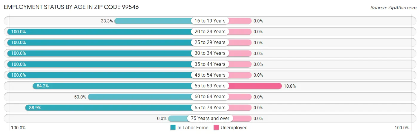 Employment Status by Age in Zip Code 99546
