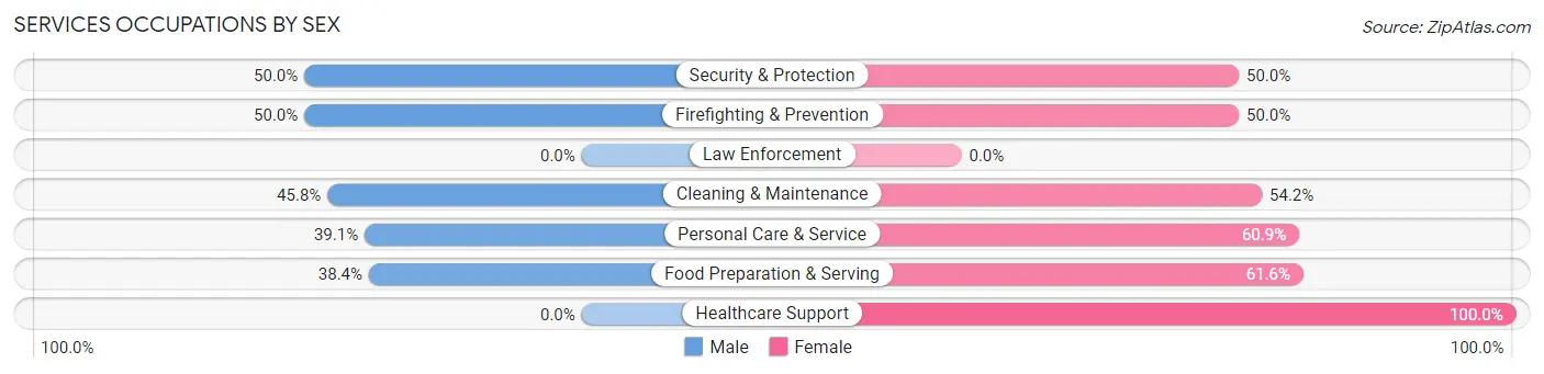Services Occupations by Sex in Zip Code 99556