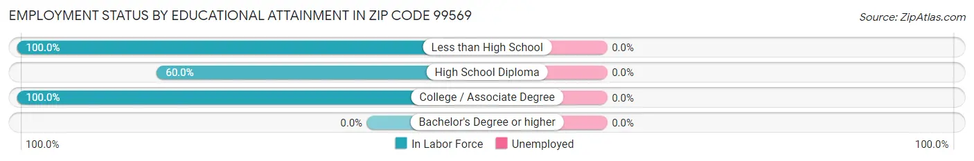 Employment Status by Educational Attainment in Zip Code 99569