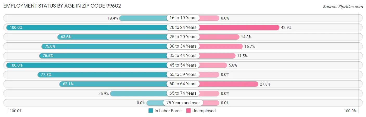 Employment Status by Age in Zip Code 99602