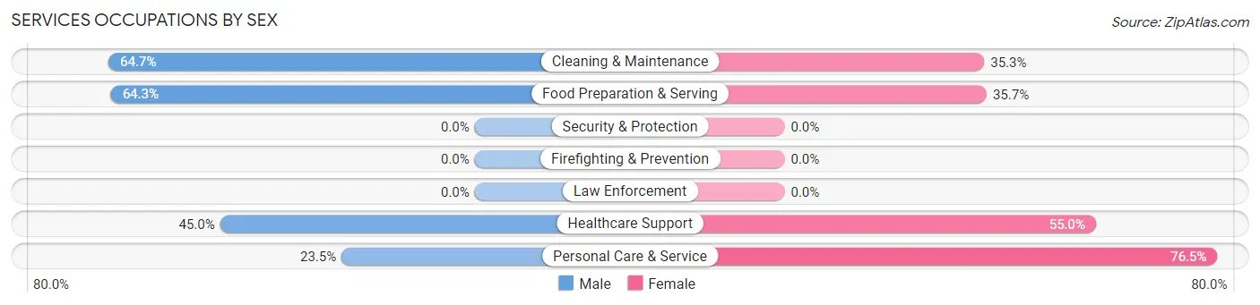Services Occupations by Sex in Zip Code 99658