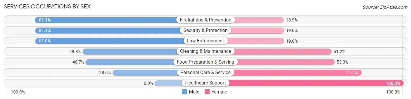 Services Occupations by Sex in Zip Code 99705