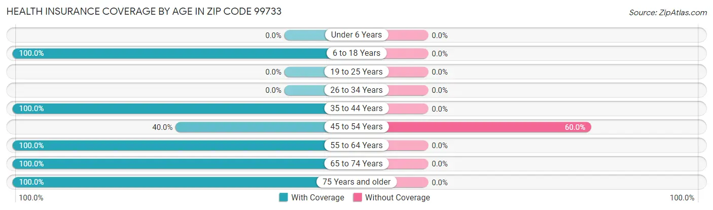 Health Insurance Coverage by Age in Zip Code 99733