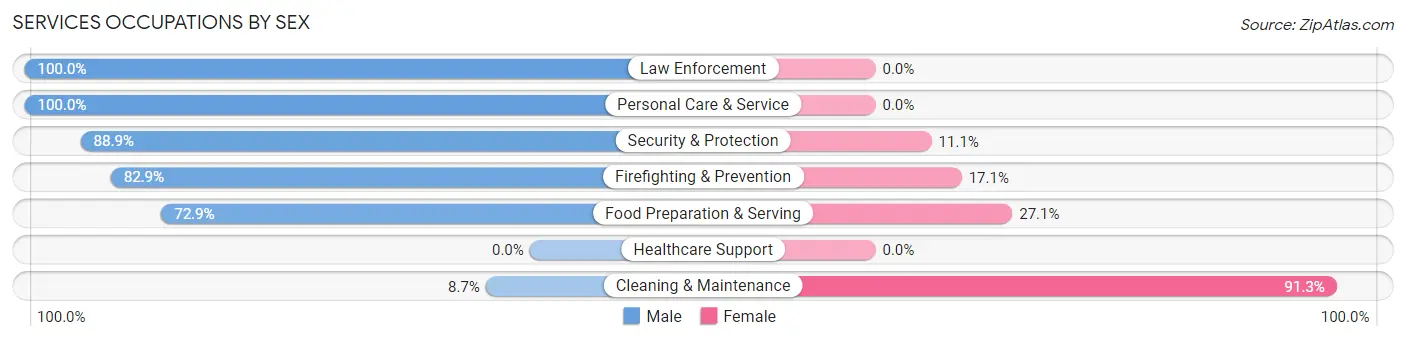 Services Occupations by Sex in Zip Code 99734