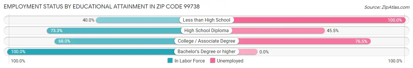 Employment Status by Educational Attainment in Zip Code 99738