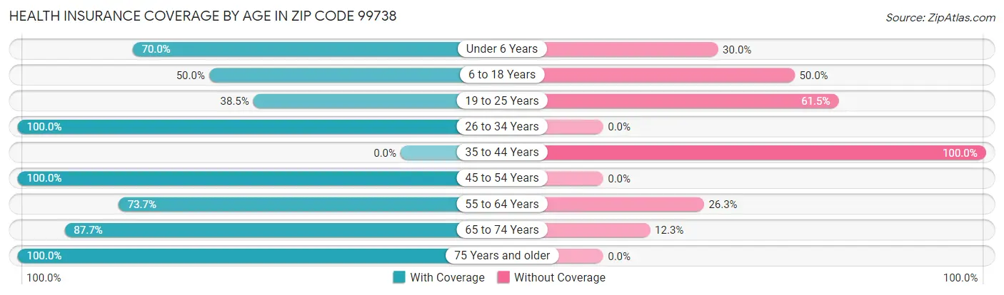 Health Insurance Coverage by Age in Zip Code 99738