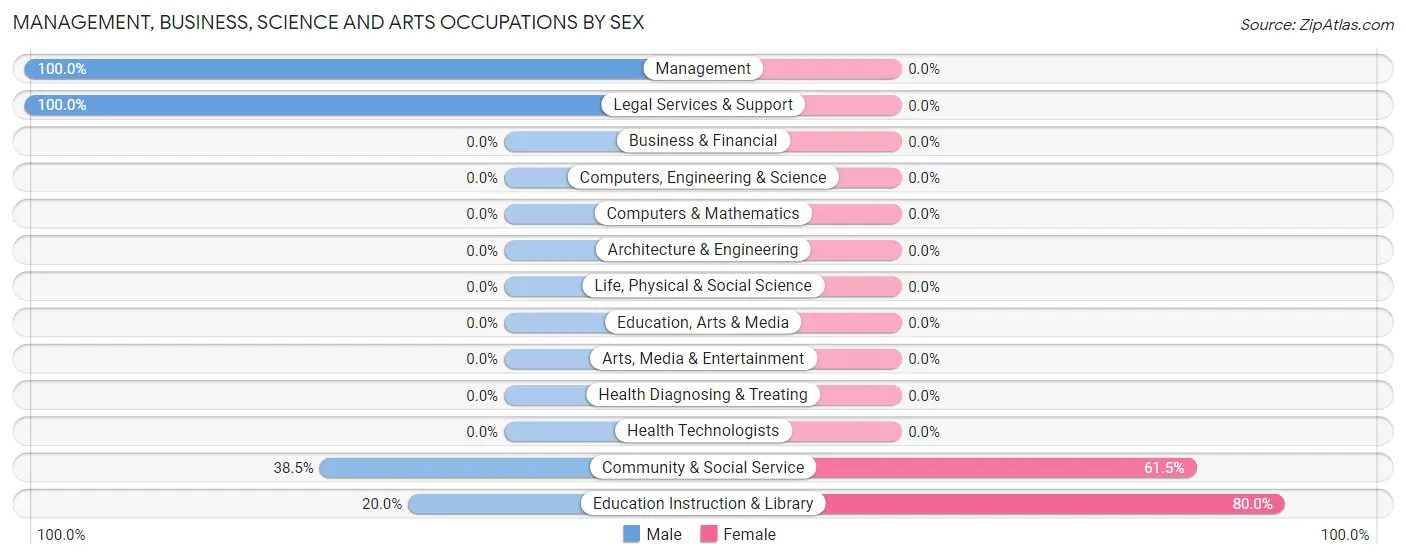 Management, Business, Science and Arts Occupations by Sex in Zip Code 99738