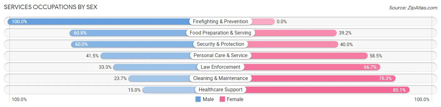 Services Occupations by Sex in Zip Code 99833