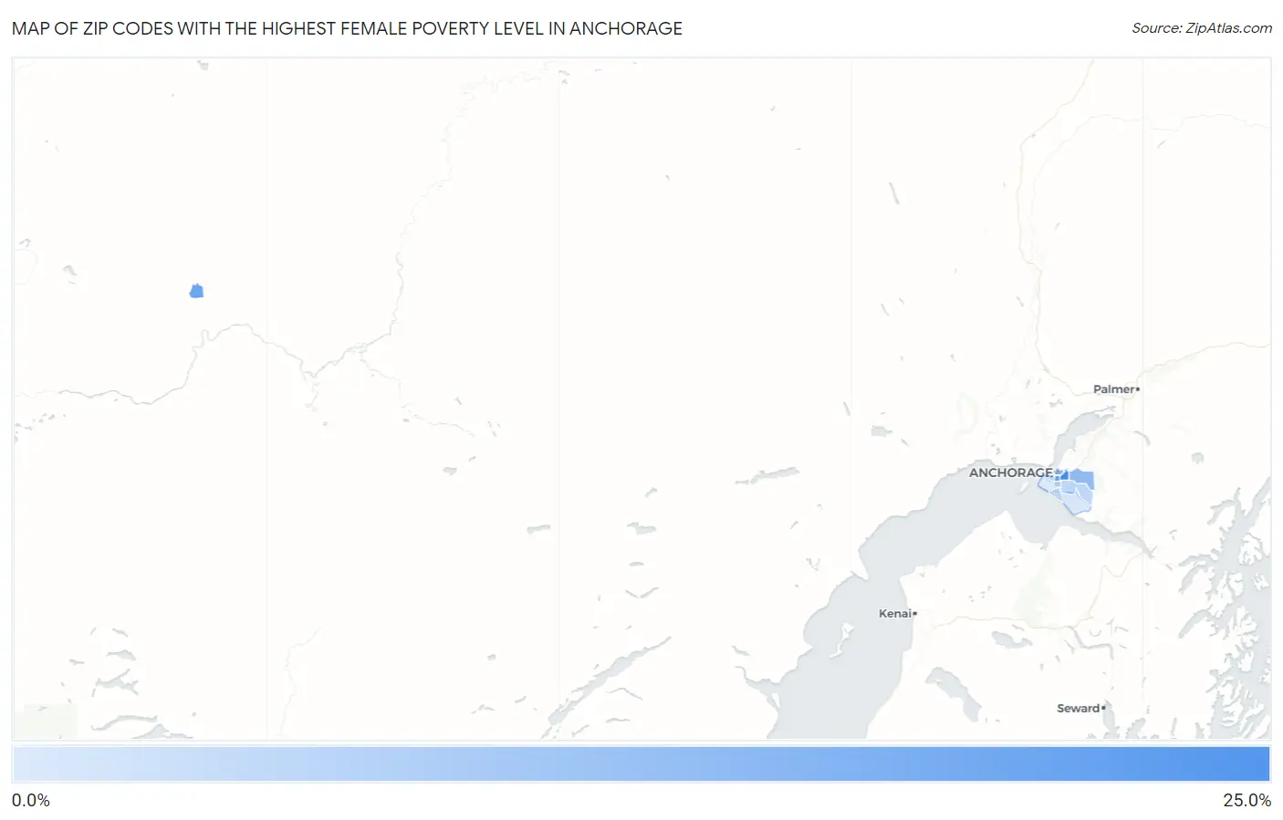Zip Codes with the Highest Female Poverty Level in Anchorage Map