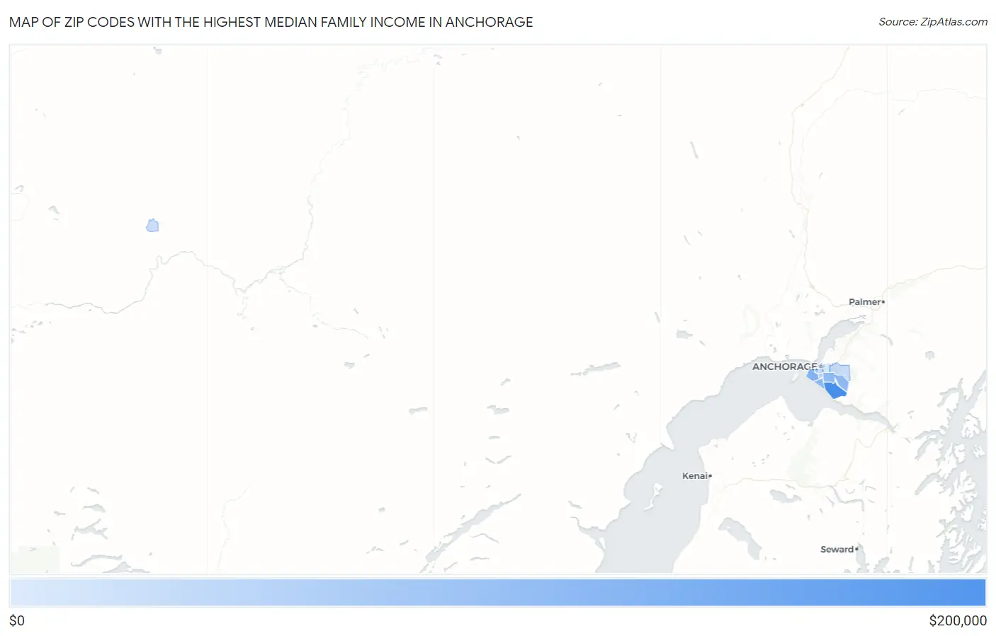 Zip Codes with the Highest Median Family Income in Anchorage Map