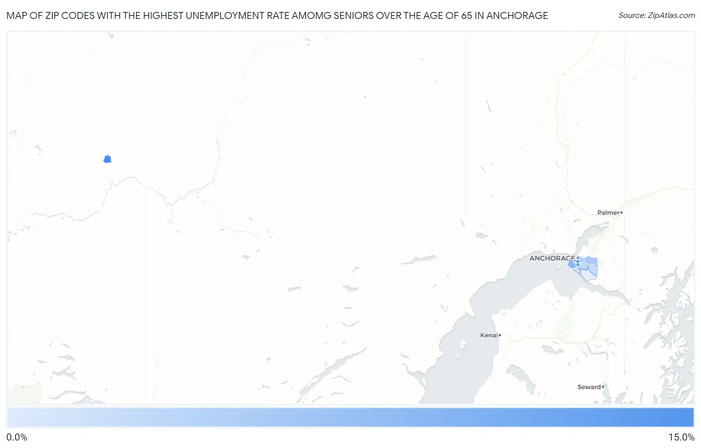 Zip Codes with the Highest Unemployment Rate Amomg Seniors Over the Age of 65 in Anchorage Map