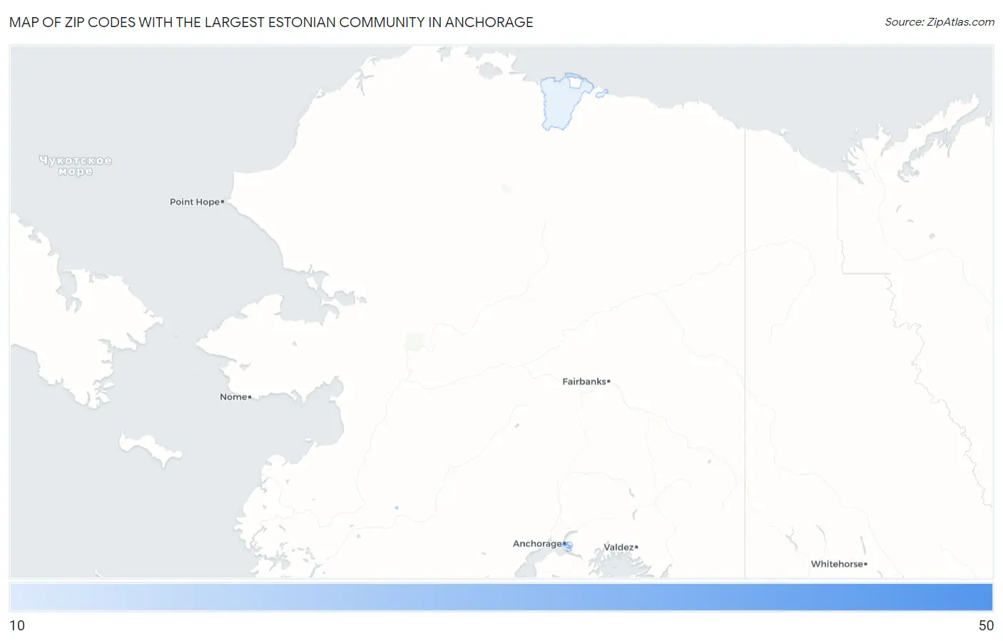 Zip Codes with the Largest Estonian Community in Anchorage Map